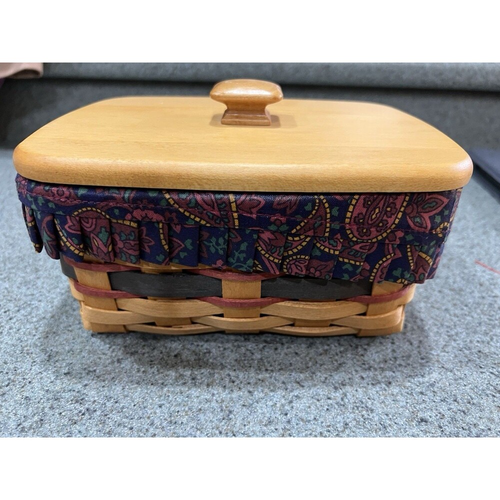 Longaberger 1996 Address Father's Day Basket With Liner , Lid& Protective Insert